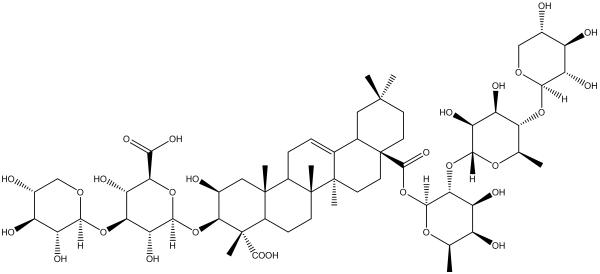 3-O-β-D-xylopyranosyl-(1→3)-β-D-glucuronopyranosyl-medicagenic acid 28-O-β-D-xylcopyranosyl-(1→4)-a-L-rhamnopyranosyl-(1 →2)-β-D-fucopyranosyl ester